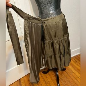 Women’s Max & Co Olive Green Silk Lined Wrap Skirt Made In Italy IT Size 40